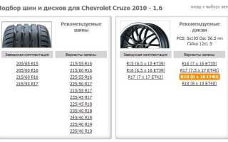 Параметры шин на Шевроле Круз
