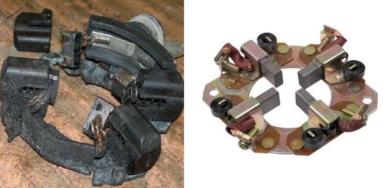 изношенные щетки стартера