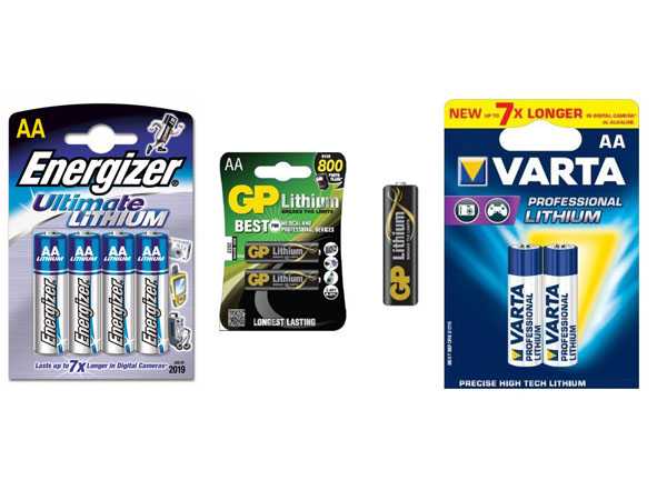 Литиевые батарейки АА разных производителей