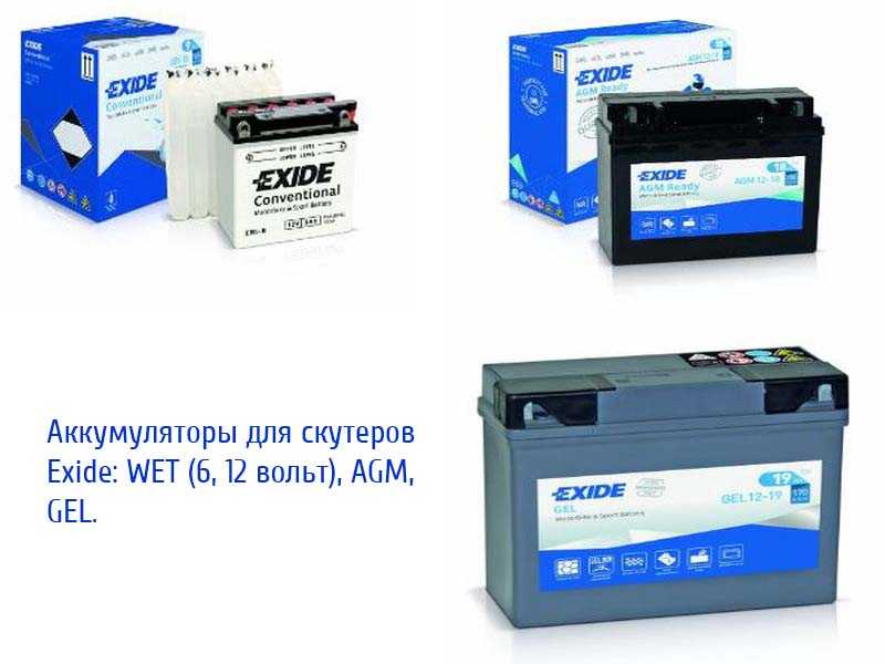 АКБ для скутеров фирмы Exide