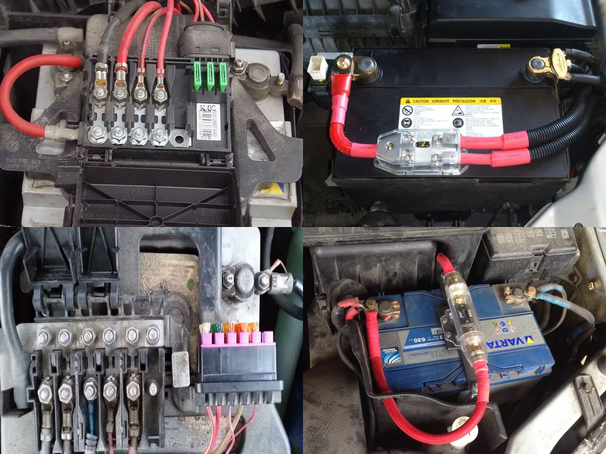 Примеры предохранителей на автомобильном аккумуляторе