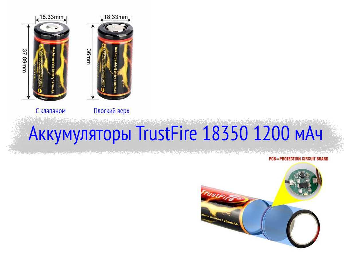 Аккумуляторы TrustFire 18350 1200 мАч