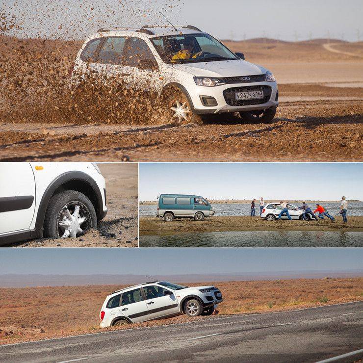 Лада Калина на плохой дороге