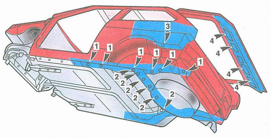Расположение лонжеронов Схема расположения лонжеронов