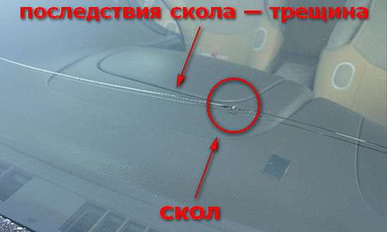 последствия сколов лобового стекла